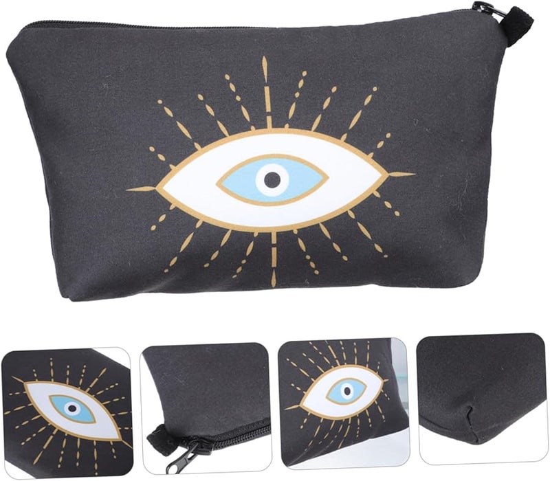 Black Water Resistant Cosmetic Pouch Travel Makeup Organizer Toiletry Bag for Women - Image 4